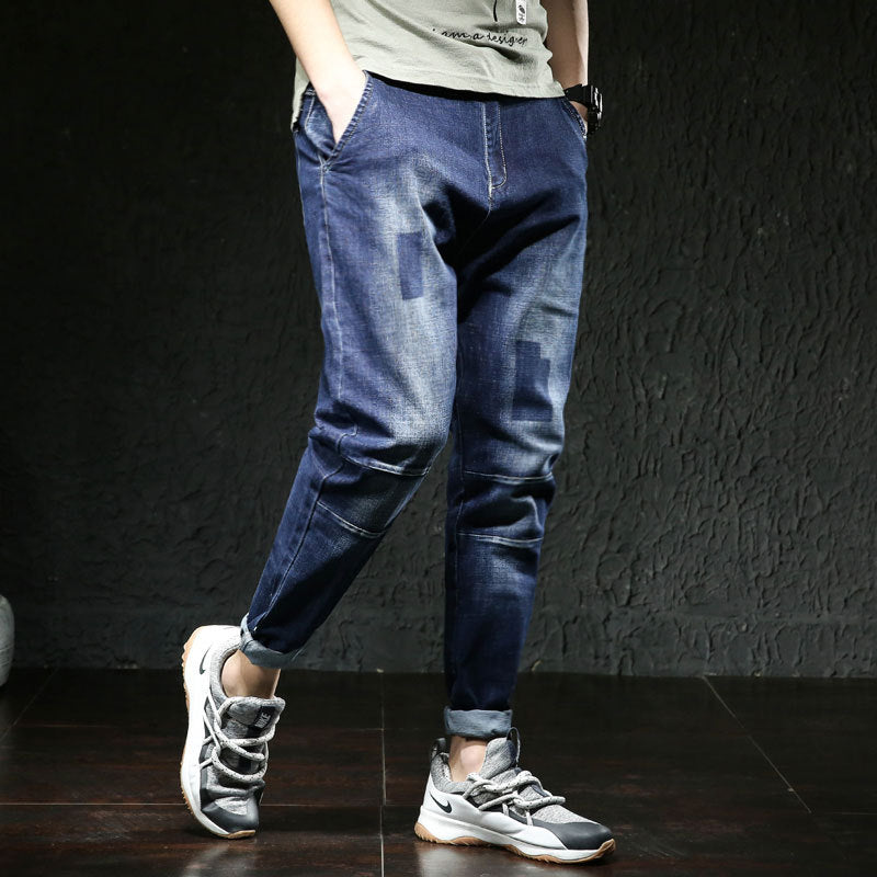 Jeans Men's Stretch Slim-fit Trendy Brand Skinny Pants Men's Summer Casual Thin Korean Style Trendy Ankle-length Pants