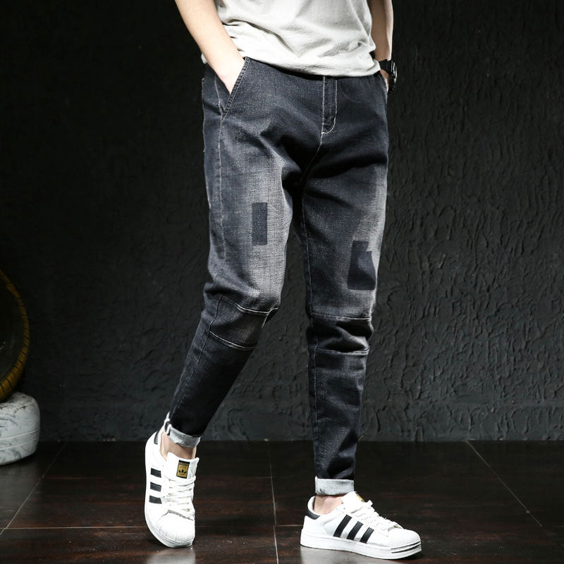 Jeans Men's Stretch Slim-fit Trendy Brand Skinny Pants Men's Summer Casual Thin Korean Style Trendy Ankle-length Pants