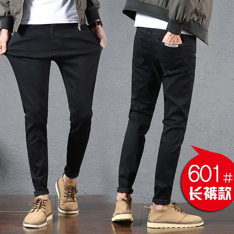 Jeans Men's Stretch Slim-fit Trendy Brand Skinny Pants Men's Summer Casual Thin Korean Style Trendy Ankle-length Pants