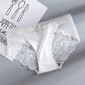 New Ice Silk Seamless Splicing Lace Panties for Women Cut Out Sexy Breathable Antibacterial Cotton Crotch Panties for Women