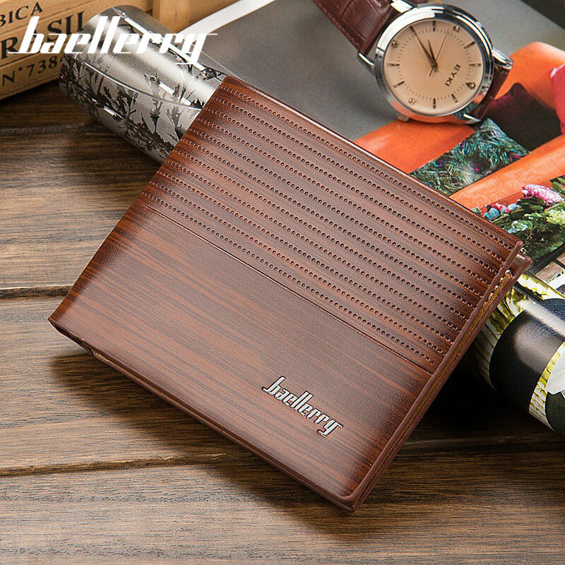 Baellerry New Men's Short Wallet Youth Horizontal Style Men's High-End Wallet Multi-Card Slot Card Holder for Men