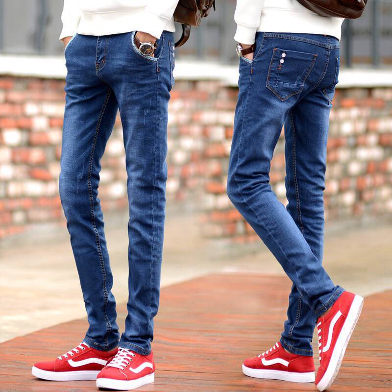 Jeans Men's Stretch Slim-fit Trendy Brand Skinny Pants Men's Summer Casual Thin Korean Style Trendy Ankle-length Pants