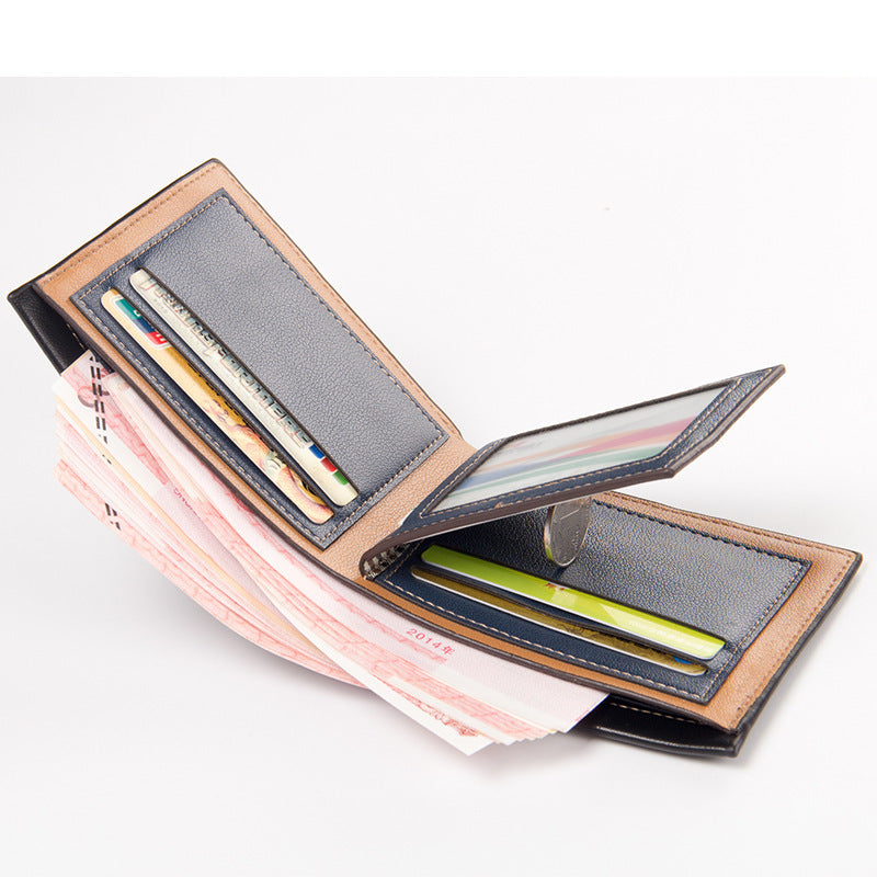 Baellerry New Men's Short Wallet Youth Horizontal Style Men's High-End Wallet Multi-Card Slot Card Holder for Men