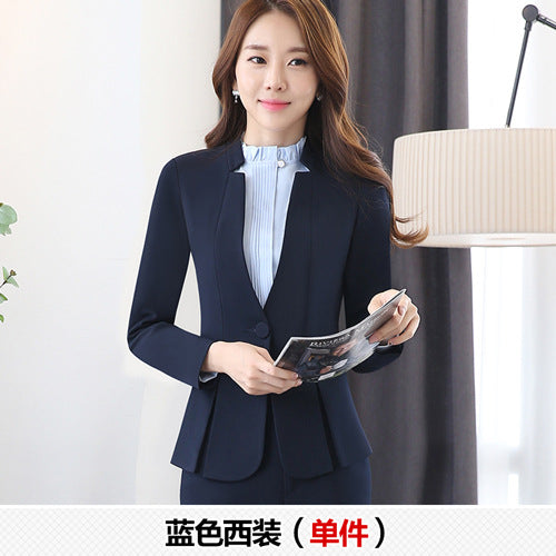 Long Sleeve Spring and Autumn Business Suit Women's Slim Fit Beauty Salon Hotel Work Clothes White Collar Interview Dress Suit Dress
