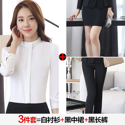 Long Sleeve Spring and Autumn Business Suit Women's Slim Fit Beauty Salon Hotel Work Clothes White Collar Interview Dress Suit Dress