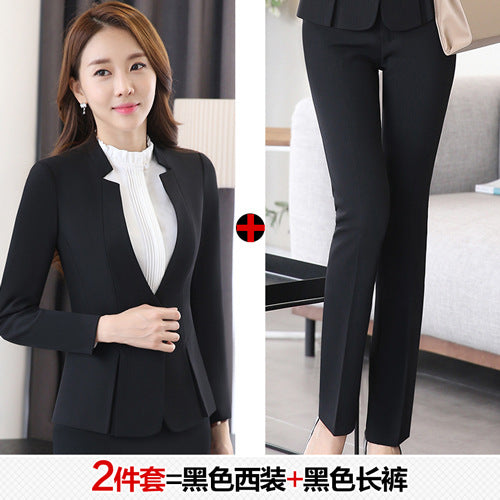 Long Sleeve Spring and Autumn Business Suit Women's Slim Fit Beauty Salon Hotel Work Clothes White Collar Interview Dress Suit Dress