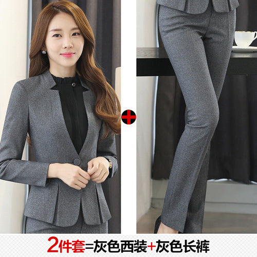 Long Sleeve Spring and Autumn Business Suit Women's Slim Fit Beauty Salon Hotel Work Clothes White Collar Interview Dress Suit Dress