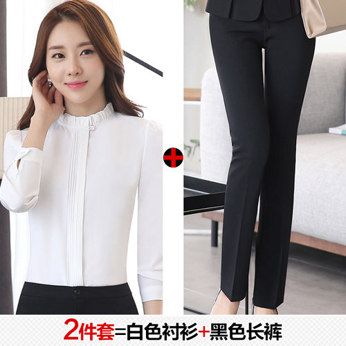 Long Sleeve Spring and Autumn Business Suit Women's Slim Fit Beauty Salon Hotel Work Clothes White Collar Interview Dress Suit Dress