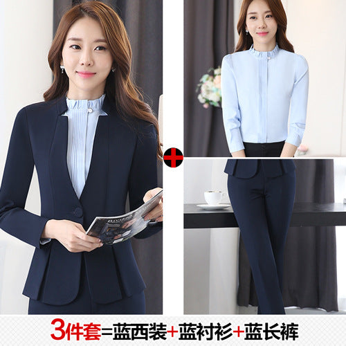Long Sleeve Spring and Autumn Business Suit Women's Slim Fit Beauty Salon Hotel Work Clothes White Collar Interview Dress Suit Dress