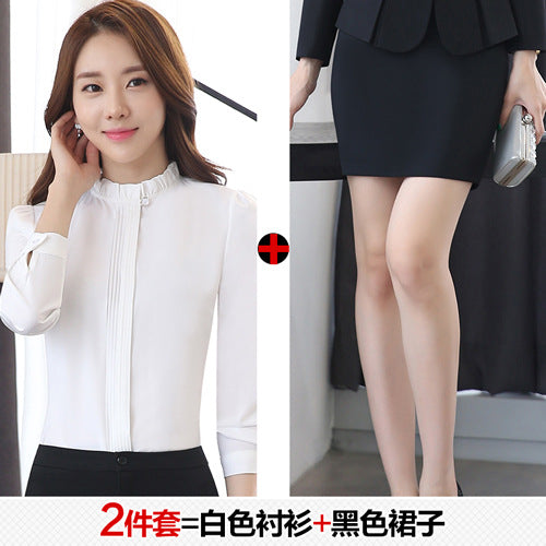 Long Sleeve Spring and Autumn Business Suit Women's Slim Fit Beauty Salon Hotel Work Clothes White Collar Interview Dress Suit Dress