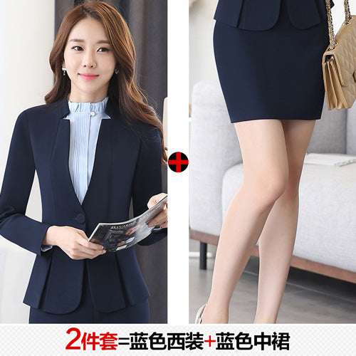 Long Sleeve Spring and Autumn Business Suit Women's Slim Fit Beauty Salon Hotel Work Clothes White Collar Interview Dress Suit Dress