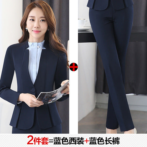 Long Sleeve Spring and Autumn Business Suit Women's Slim Fit Beauty Salon Hotel Work Clothes White Collar Interview Dress Suit Dress