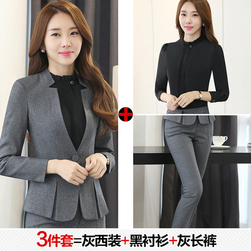 Long Sleeve Spring and Autumn Business Suit Women's Slim Fit Beauty Salon Hotel Work Clothes White Collar Interview Dress Suit Dress