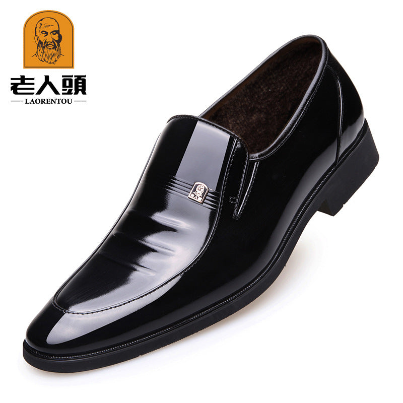 One-Piece Drop-Shipping Elderly Men's Business Formal Leather Shoes with 6cm Internal Height Increase, Pointed-Toe Men's Shoes, Fashionable Wedding Shoes