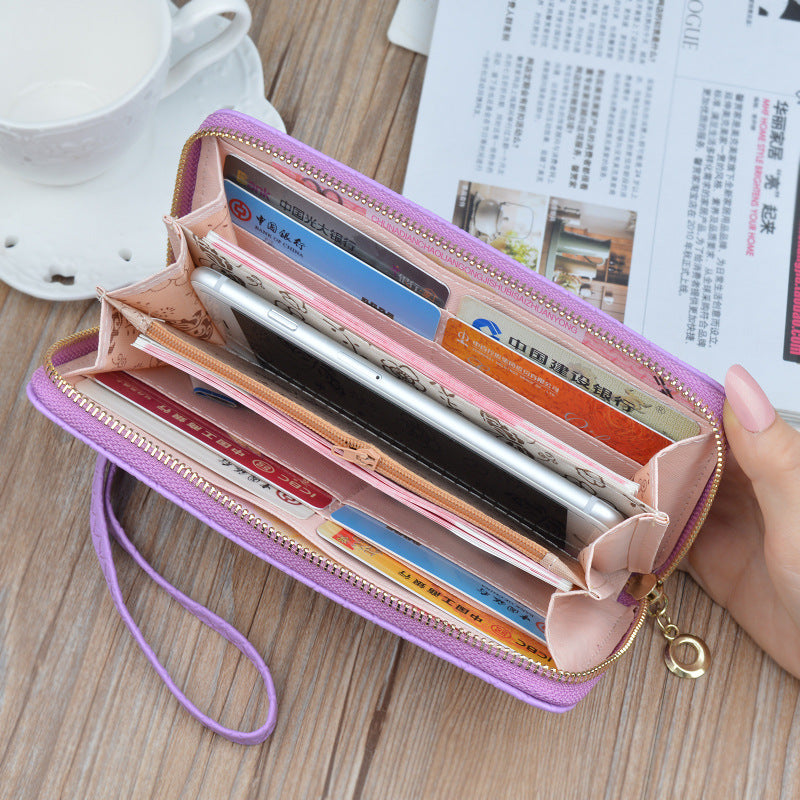 New Women's Wallet Women's Long Zipper Clutch Bag Fashionable Plaid Soft Wallet Large Capacity Coin Clip Mobile Phone Bag