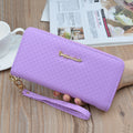 New Women's Wallet Women's Long Zipper Clutch Bag Fashionable Plaid Soft Wallet Large Capacity Coin Clip Mobile Phone Bag