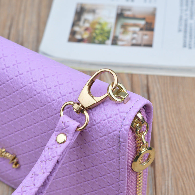 New Women's Wallet Women's Long Zipper Clutch Bag Fashionable Plaid Soft Wallet Large Capacity Coin Clip Mobile Phone Bag
