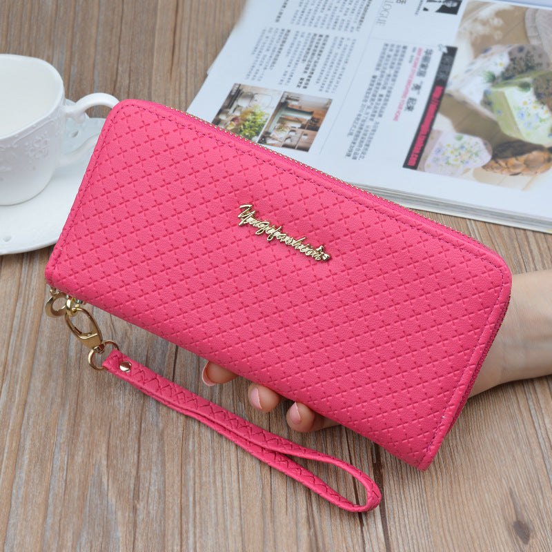 New Women's Wallet Women's Long Zipper Clutch Bag Fashionable Plaid Soft Wallet Large Capacity Coin Clip Mobile Phone Bag