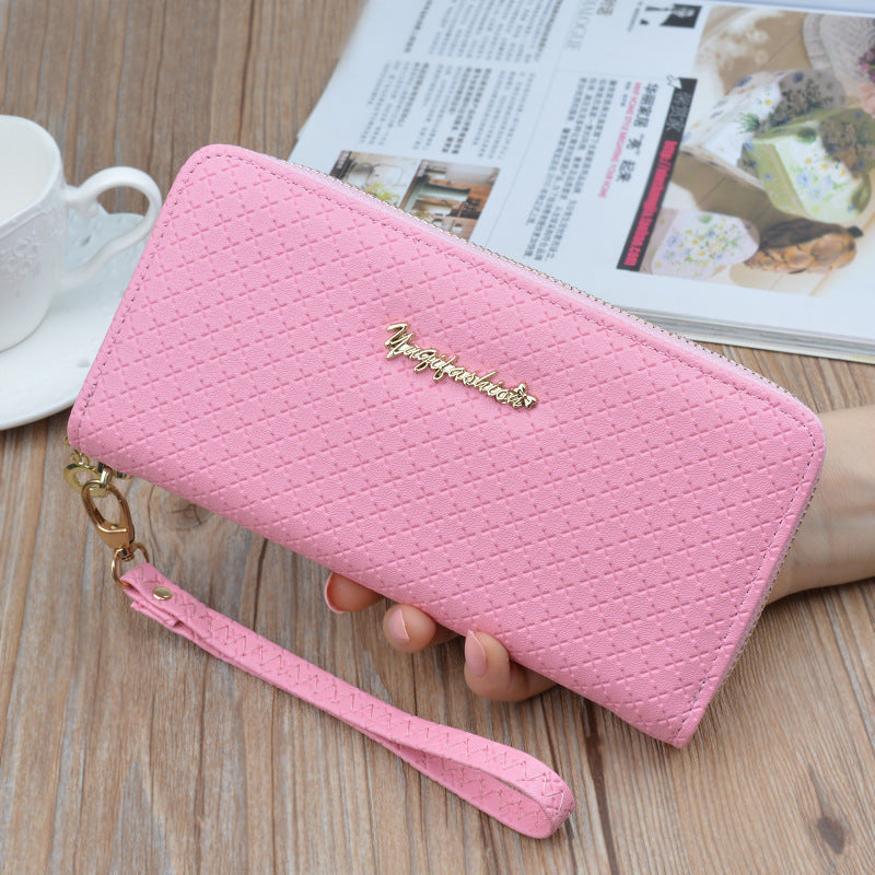 New Women's Wallet Women's Long Zipper Clutch Bag Fashionable Plaid Soft Wallet Large Capacity Coin Clip Mobile Phone Bag