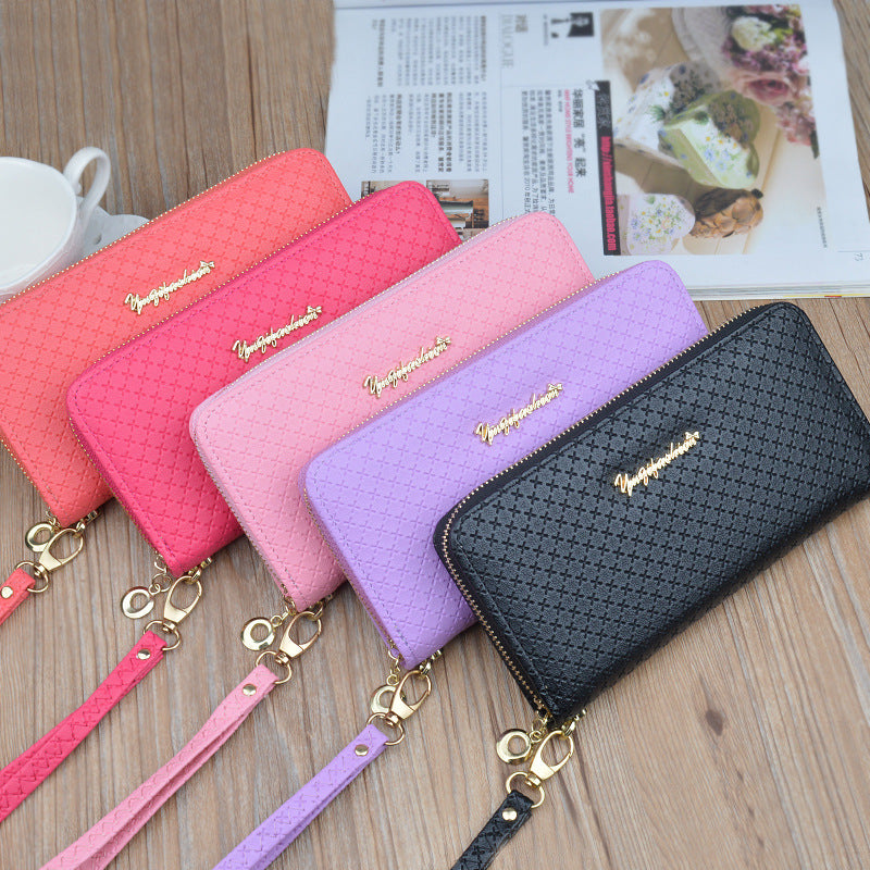 New Women's Wallet Women's Long Zipper Clutch Bag Fashionable Plaid Soft Wallet Large Capacity Coin Clip Mobile Phone Bag