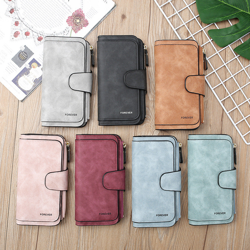 Cross-Border Large-Capacity Long Women's Frosted Pu Multi-Purpose Women's Wallet Clutch Bag Card Holder Women's High-End
