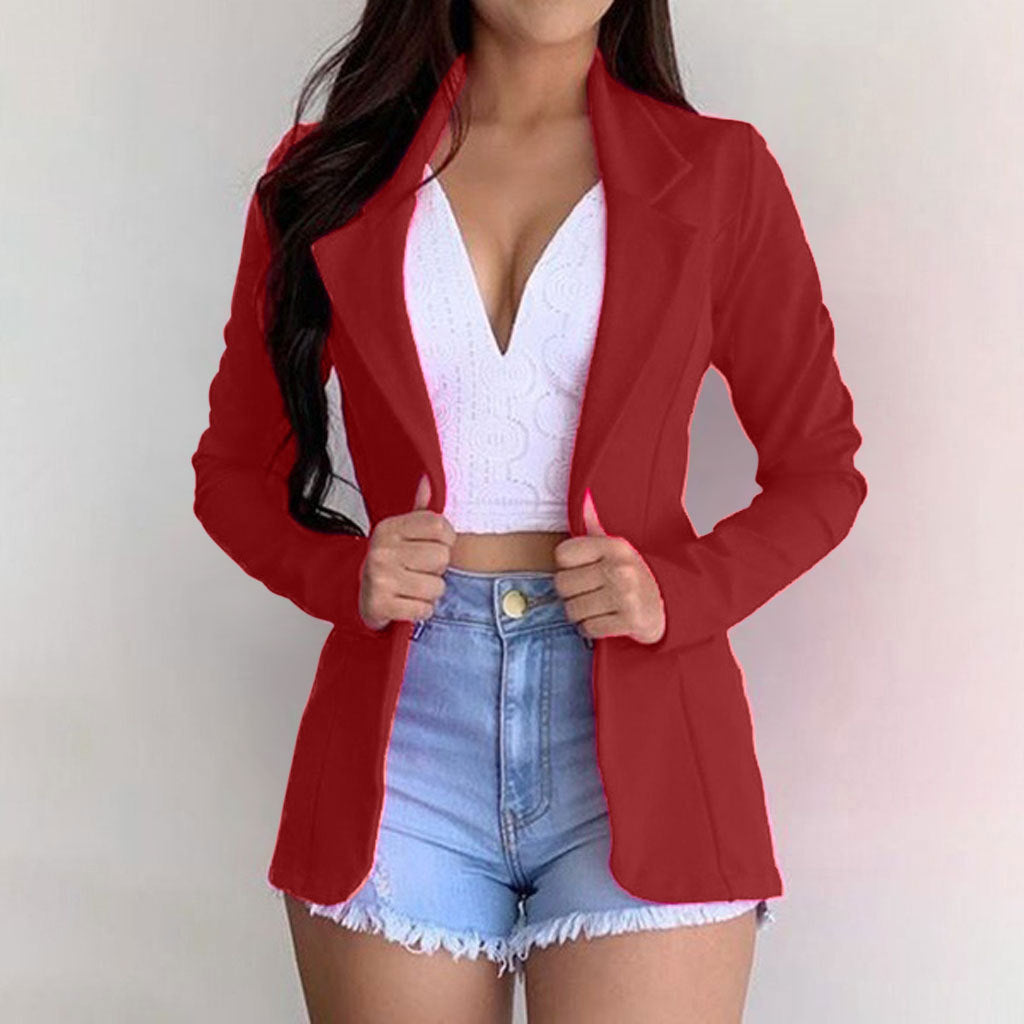 Cross-border 2022 European and American small suit lapel long sleeve slim sweet button Street coat suit multicolor spot