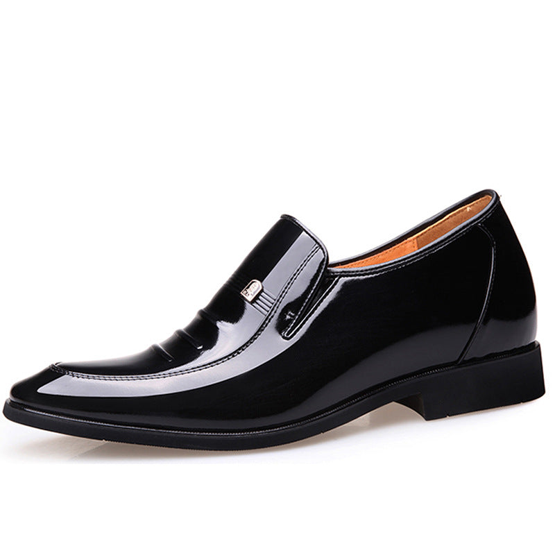One-Piece Drop-Shipping Elderly Men's Business Formal Leather Shoes with 6cm Internal Height Increase, Pointed-Toe Men's Shoes, Fashionable Wedding Shoes