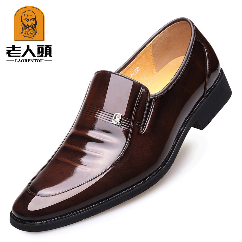 One-Piece Drop-Shipping Elderly Men's Business Formal Leather Shoes with 6cm Internal Height Increase, Pointed-Toe Men's Shoes, Fashionable Wedding Shoes