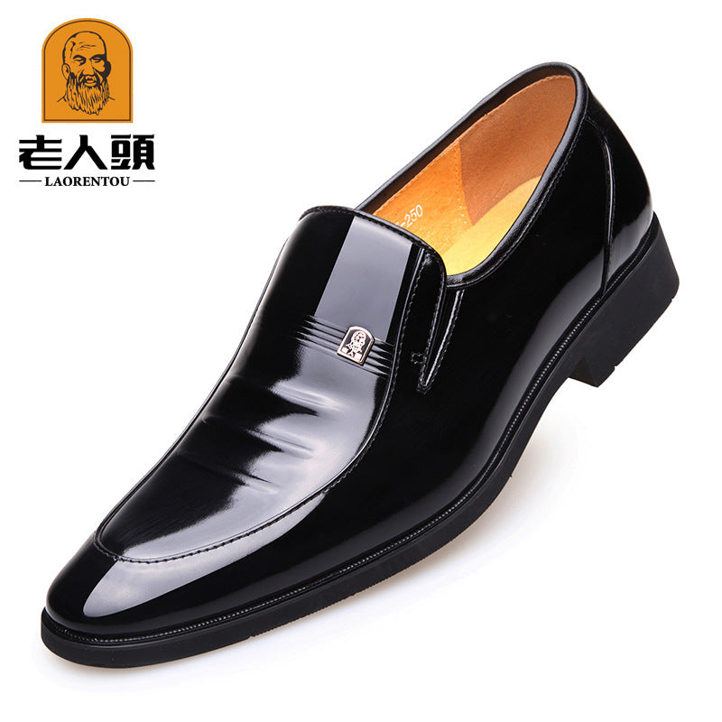 One-Piece Drop-Shipping Elderly Men's Business Formal Leather Shoes with 6cm Internal Height Increase, Pointed-Toe Men's Shoes, Fashionable Wedding Shoes