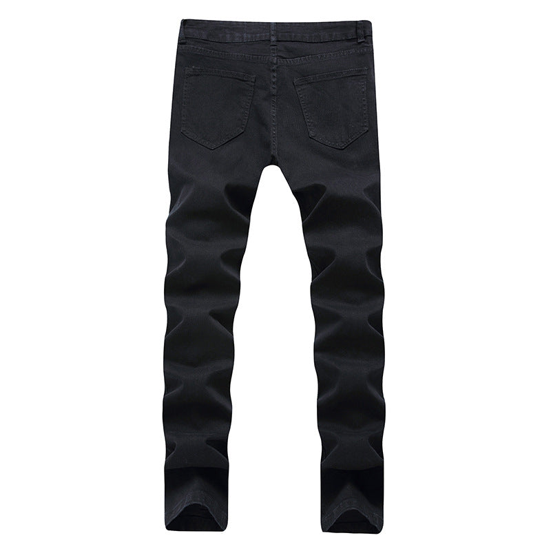KanyeWest Knee Hole High Street Leg Jeans GD Same Style Men's Slim Fit Elastic Jeans Amazon