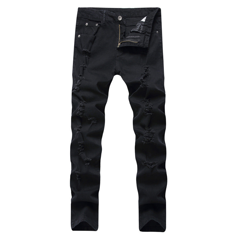 KanyeWest Knee Hole High Street Leg Jeans GD Same Style Men's Slim Fit Elastic Jeans Amazon
