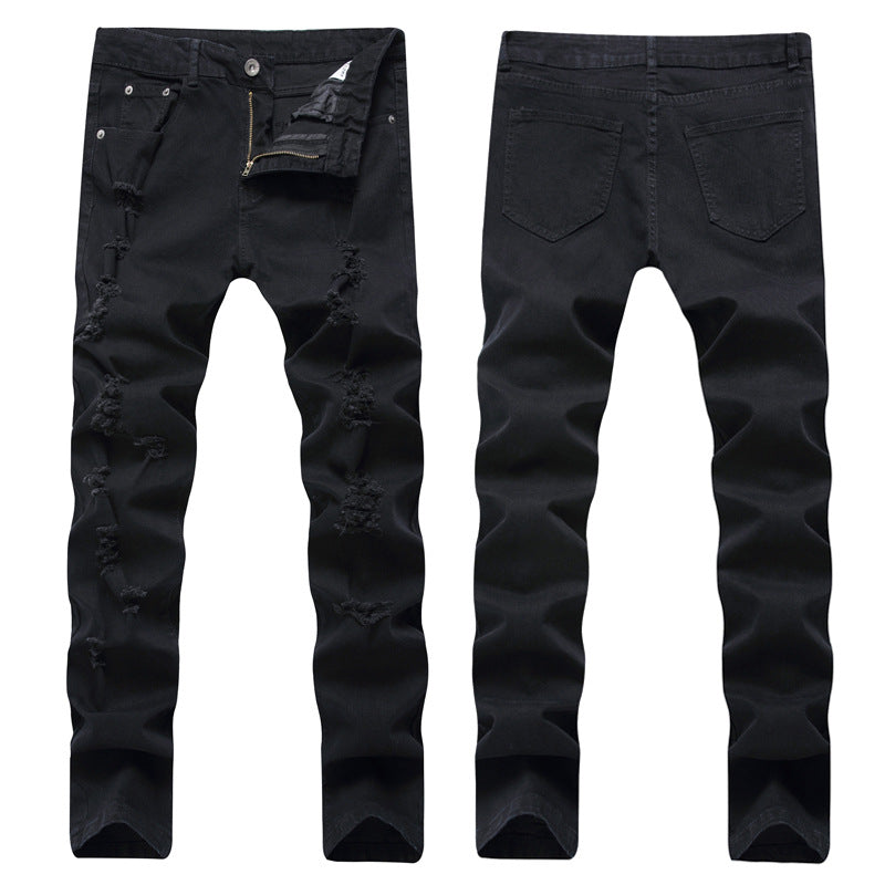 KanyeWest Knee Hole High Street Leg Jeans GD Same Style Men's Slim Fit Elastic Jeans Amazon