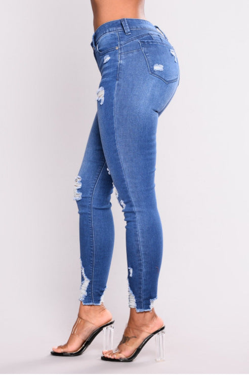 European and American College Explosions Jeans High Waist Elastic Slim Pants Export Pencil Leg Pants Special Promotion