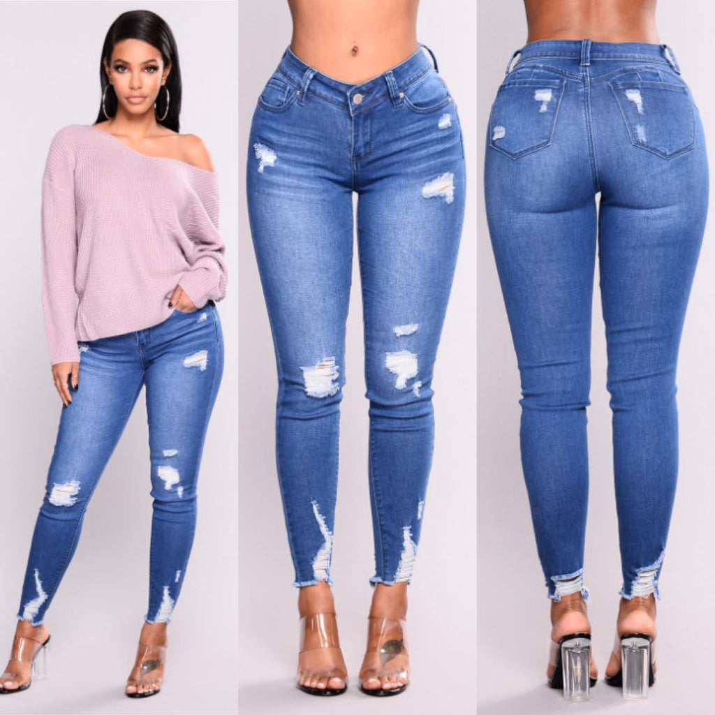 European and American College Explosions Jeans High Waist Elastic Slim Pants Export Pencil Leg Pants Special Promotion