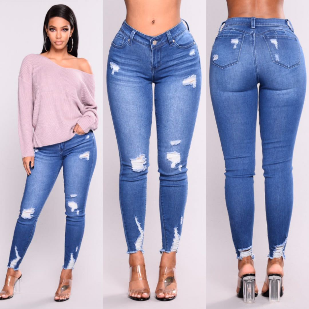 European and American College Explosions Jeans High Waist Elastic Slim Pants Export Pencil Leg Pants Special Promotion