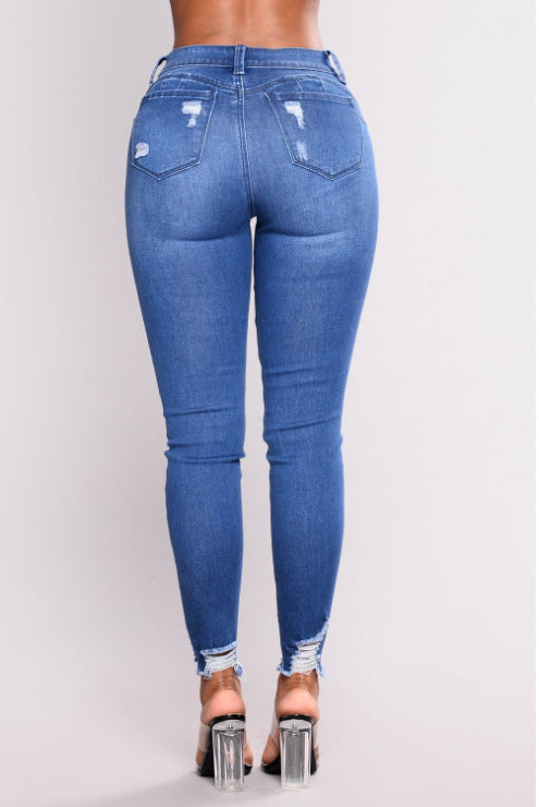 European and American College Explosions Jeans High Waist Elastic Slim Pants Export Pencil Leg Pants Special Promotion