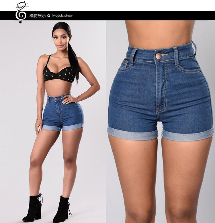 Cross-border foreign trade AliExpress wish Europe and the United States new summer women's denim shorts sexy women's high waist hem hot pants
