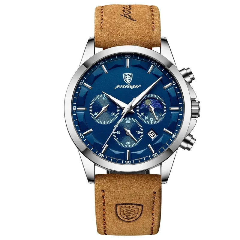 POEDAGAR 928 Men's Watches Hot Sale  Leather Waterproof Quartz Watch Luxury Sports Waterproof Watch for Men