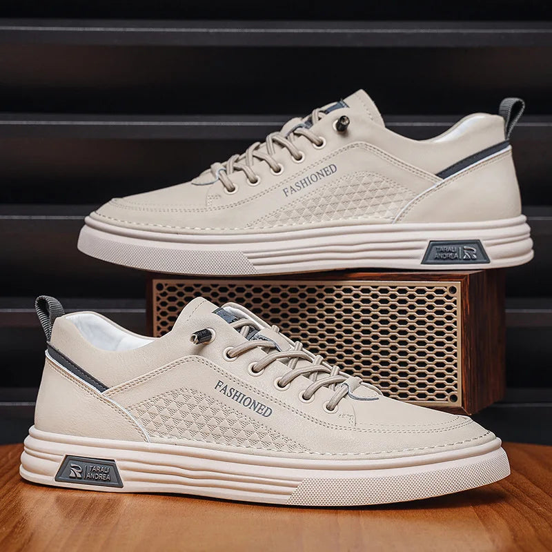 Men's New Fashion White Thin Board Shoes Casual Breathable Walking Style Shoes