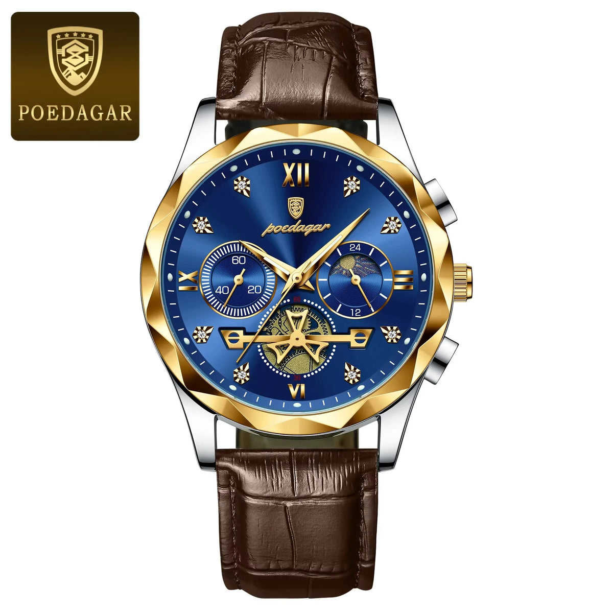 POEDAGAR 996 Watch Top Brand Luxury Men Wristwatch Relogio Masculino Genuine Leather Quartz Watches Sports Waterproof Male Clock