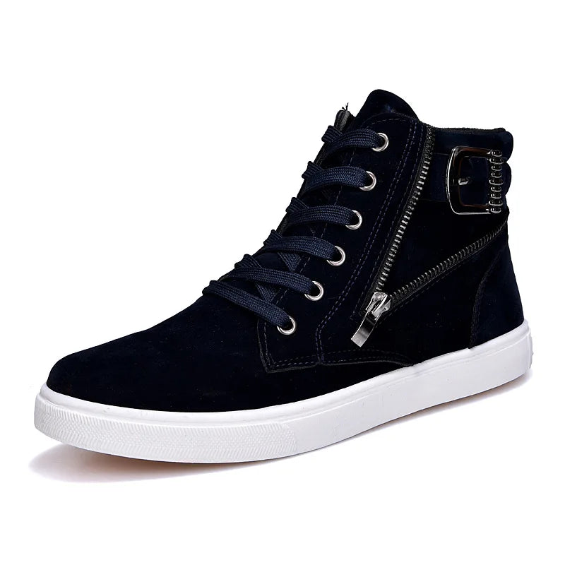 2025 Autumn and Winter New Men's  Boots Buckle  Men's High-top Casual Men's Shoes