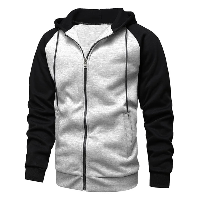 Liu Ming Fashionable 2025 New Fashion Men Casual Contrast Color Zipper Hooded Coats Clothing Sweatshirts