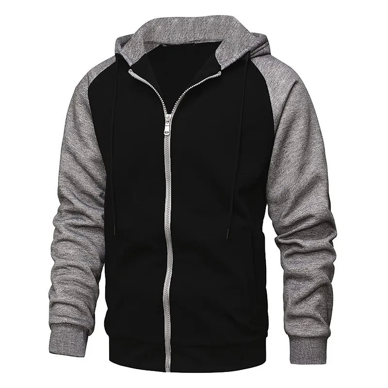 Liu Ming Fashionable 2025 New Fashion Men Casual Contrast Color Zipper Hooded Coats Clothing Sweatshirts