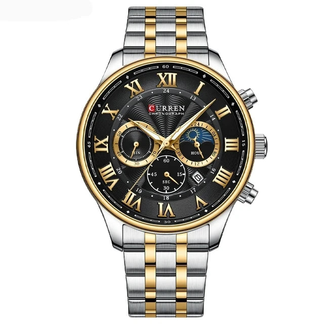 CURREN 8427 Men's Watches 3ATM Waterproof Sports Chronograph Wristwatches for Men Stainless Steel Strap Watches with Auto Date