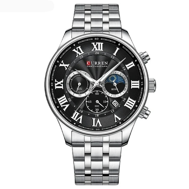 CURREN 8427 Men's Watches 3ATM Waterproof Sports Chronograph Wristwatches for Men Stainless Steel Strap Watches with Auto Date