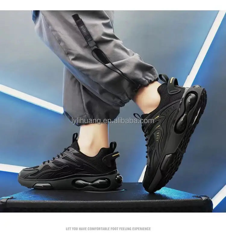 Sneaker Men's Summer Breathable Mesh Running Sports Shoes Leisure Thick-soled Fashion Black Shoes