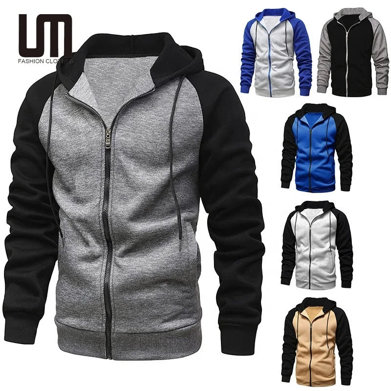 Liu Ming Fashionable 2025 New Fashion Men Casual Contrast Color Zipper Hooded Coats Clothing Sweatshirts