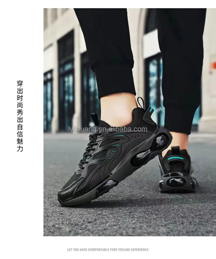 Sneaker Men's Summer Breathable Mesh Running Sports Shoes Leisure Thick-soled Fashion Black Shoes