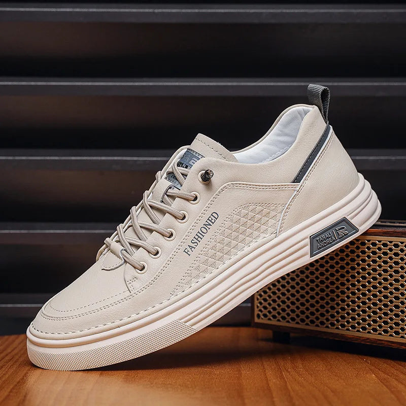 Men's New Fashion White Thin Board Shoes Casual Breathable Walking Style Shoes