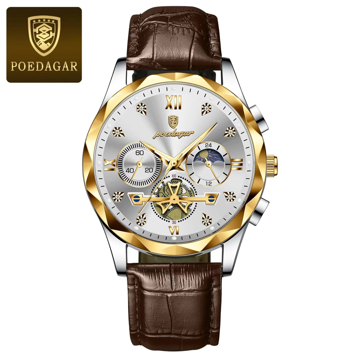 POEDAGAR 996 Watch Top Brand Luxury Men Wristwatch Relogio Masculino Genuine Leather Quartz Watches Sports Waterproof Male Clock